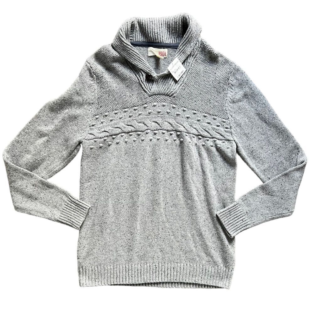 NWT 1901 Nordstrom Merino Wool Blend  Gray Pullover Knit Sweater Men's size XL